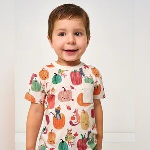 Little Sleepies Pumpkin and Cat Print Shirt - Cream